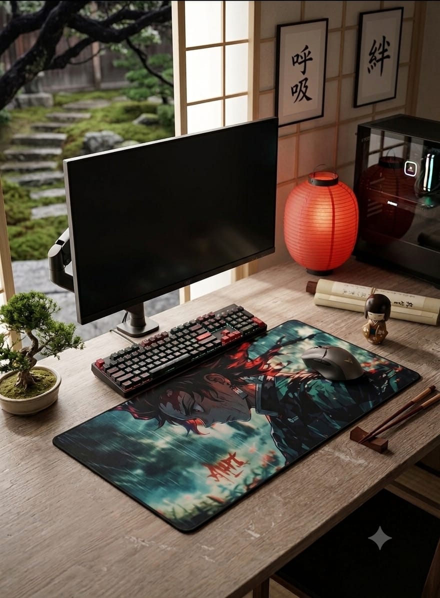 Tanjiro print Desk Mat — Large Gaming Mouse Pad