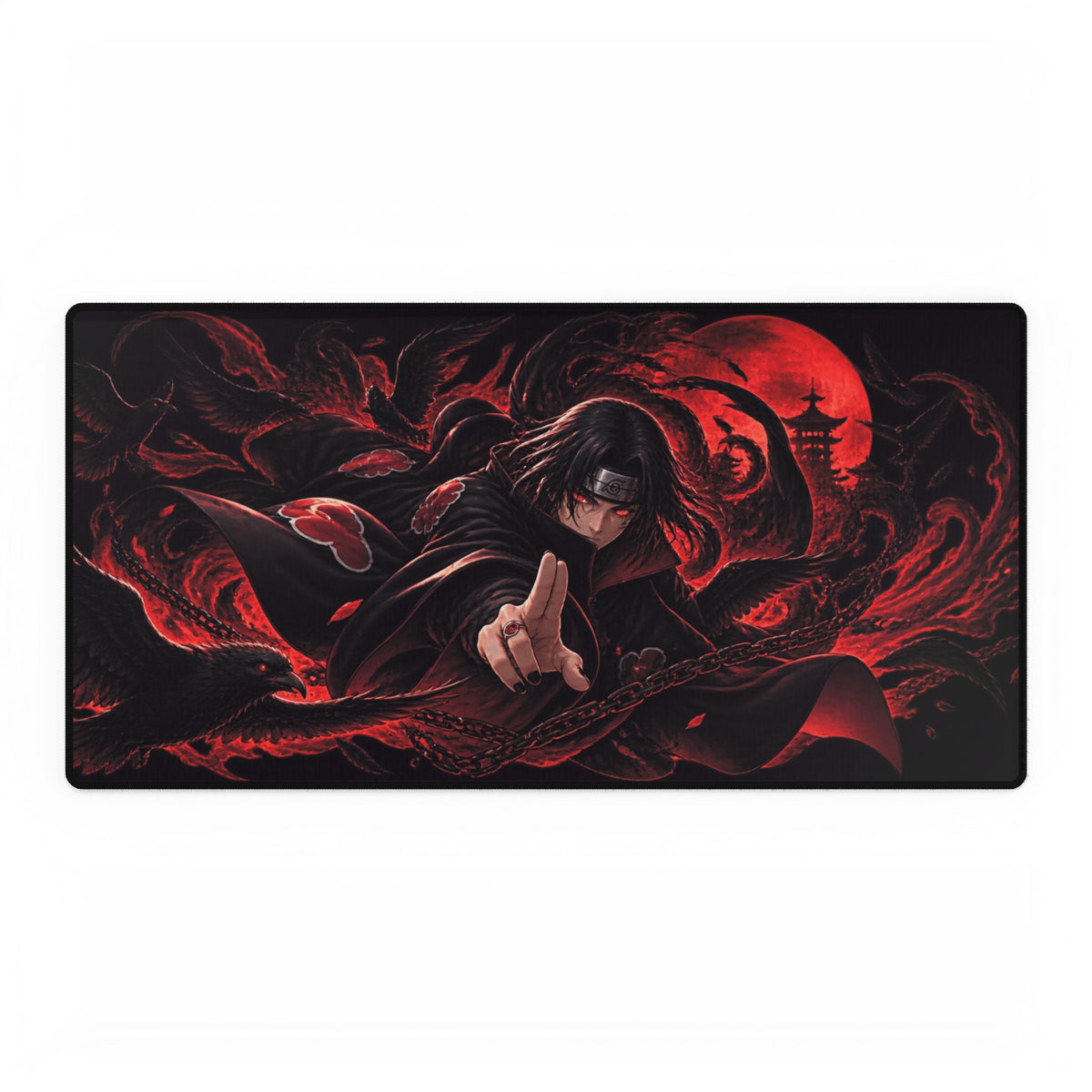 Anime Uchiha Itachi Red Moon Gaming Desk Mat