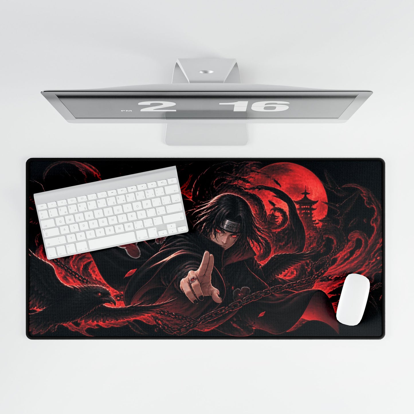 Anime Uchiha Itachi Red Moon Gaming Desk Mat