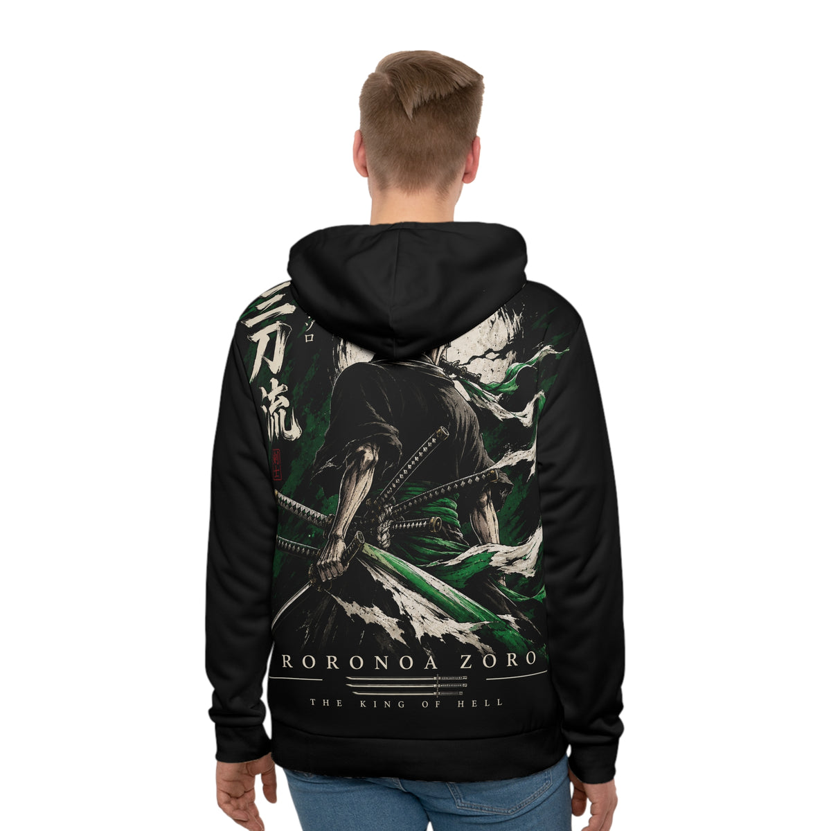 Roronoa Zoro Samurai Hoodie — Anime Sword Art Graphic Pullover