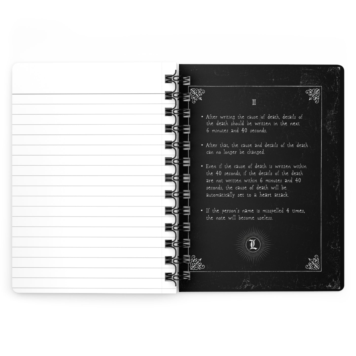 Death Note Spiral Journal — Black Manga Notebook