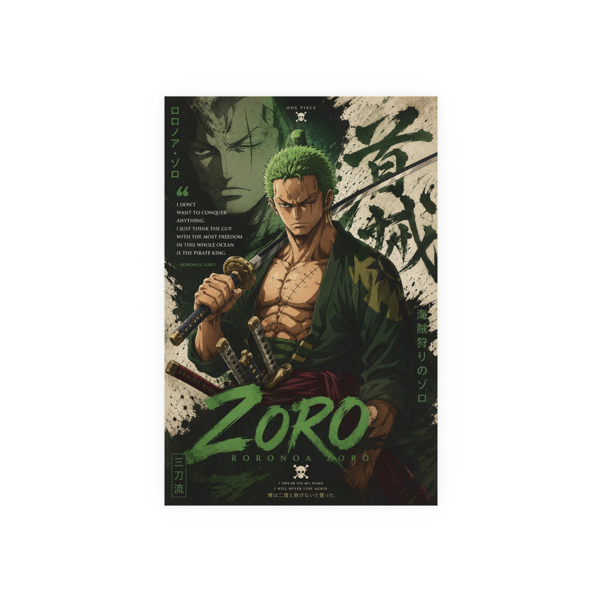 Anime Swordmaster Poster — Roronoa Zoro Style Satin/Matte Art Print