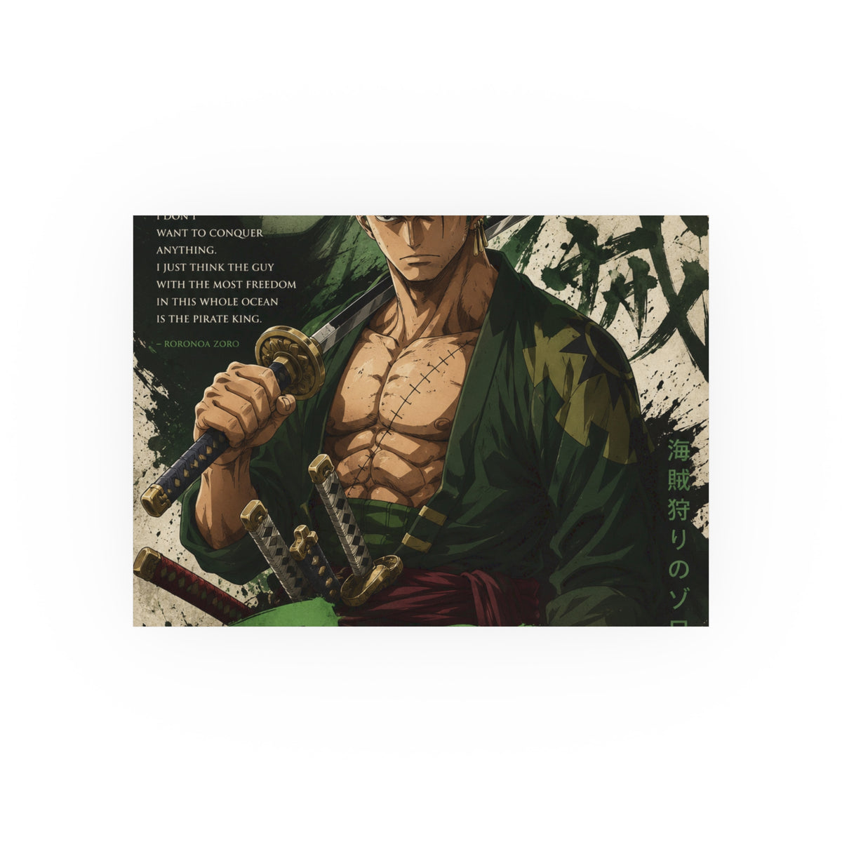 Anime Swordmaster Poster — Roronoa Zoro Style Satin/Matte Art Print
