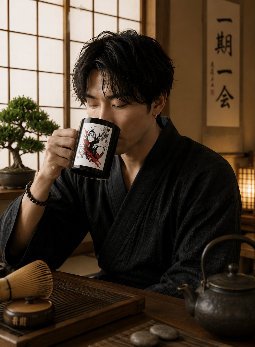 Itachi Uchiha Anime Black Mug — Sharingan Design (11oz, 15oz)