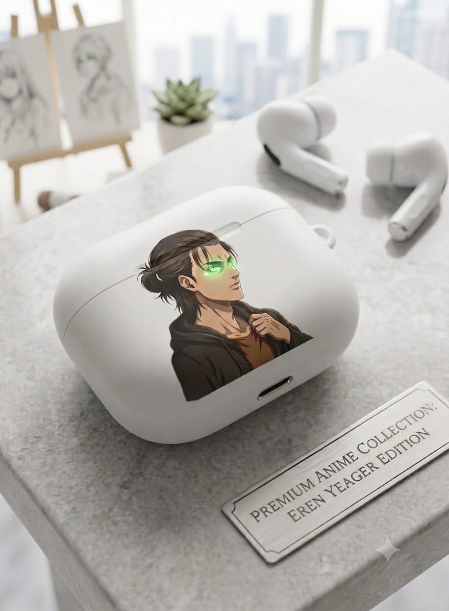 Anime-Eyes AirPod Case — Green Glare Character Protective Cover