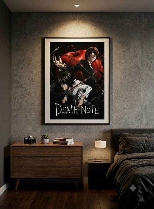 Death Note Satin Poster — L and Light Anime Wall Art