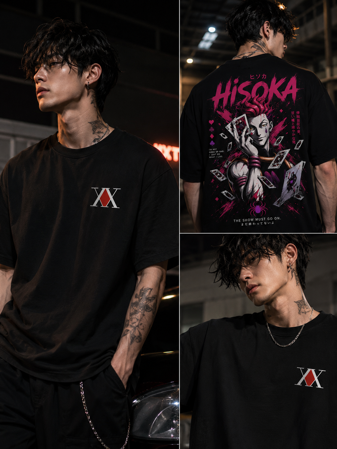 Hisoka Anime T-Shirt — "The Show Must Go On" Graphic Men’s T-Shirt