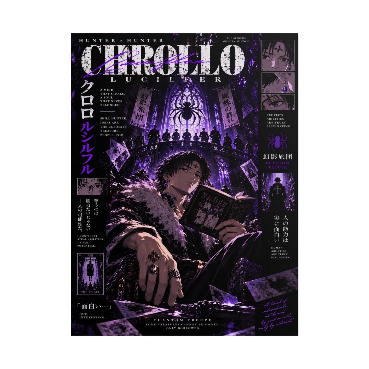 Chrollo Lucilfer — The Ultimate Treasure 🕷️ Anime Dark Aesthetic Rolled Wall Art