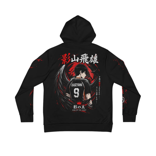 Kageyama 'King of the Court' Anime Hoodie — Black Volleyball Graphic Pullover