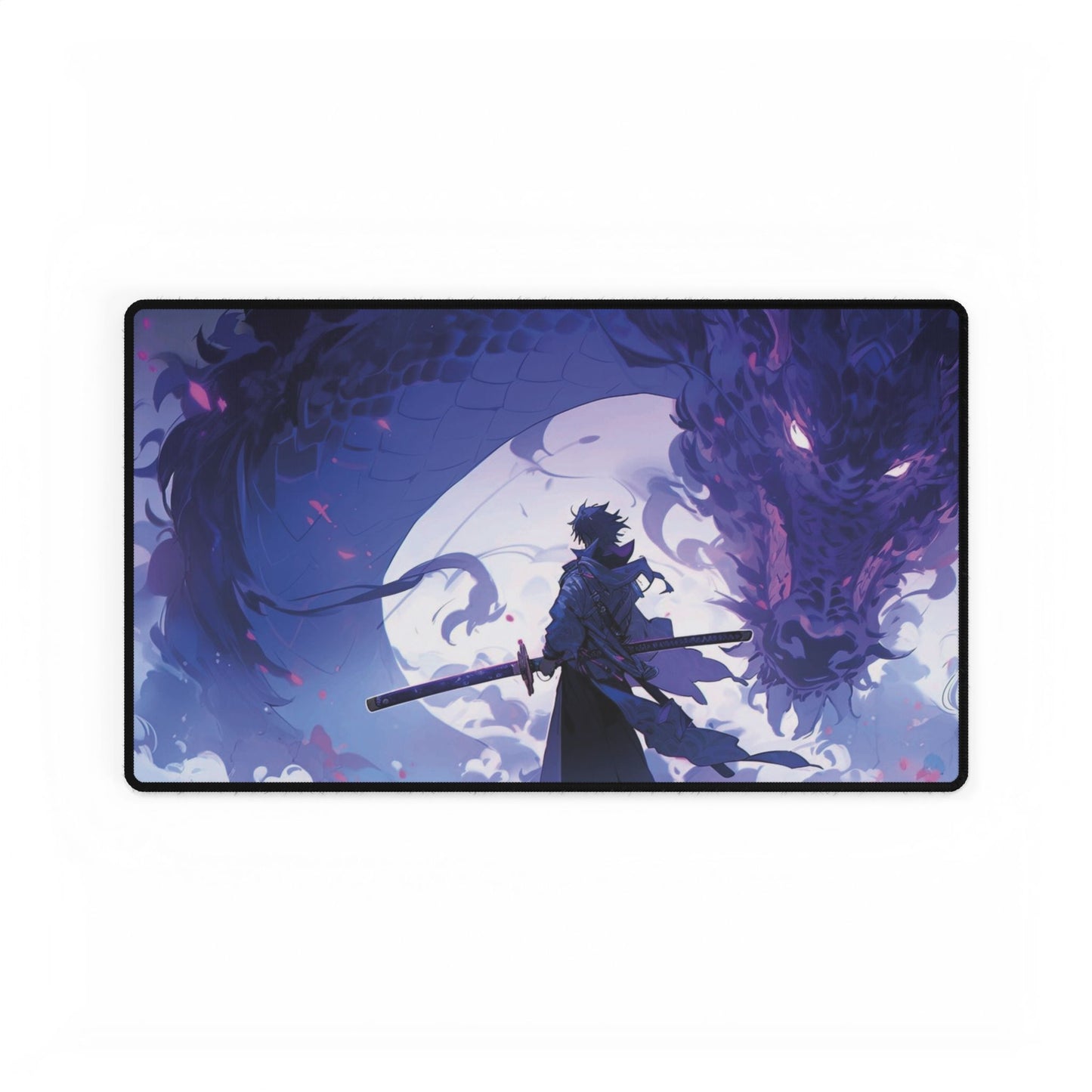 Samurai Moon Desk Mat — Mystical Dragon Gaming Mouse Pad