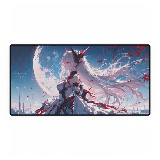 Anime Moonlight Desk Mat — Large Gaming Mousepad with Moon & Floral Art