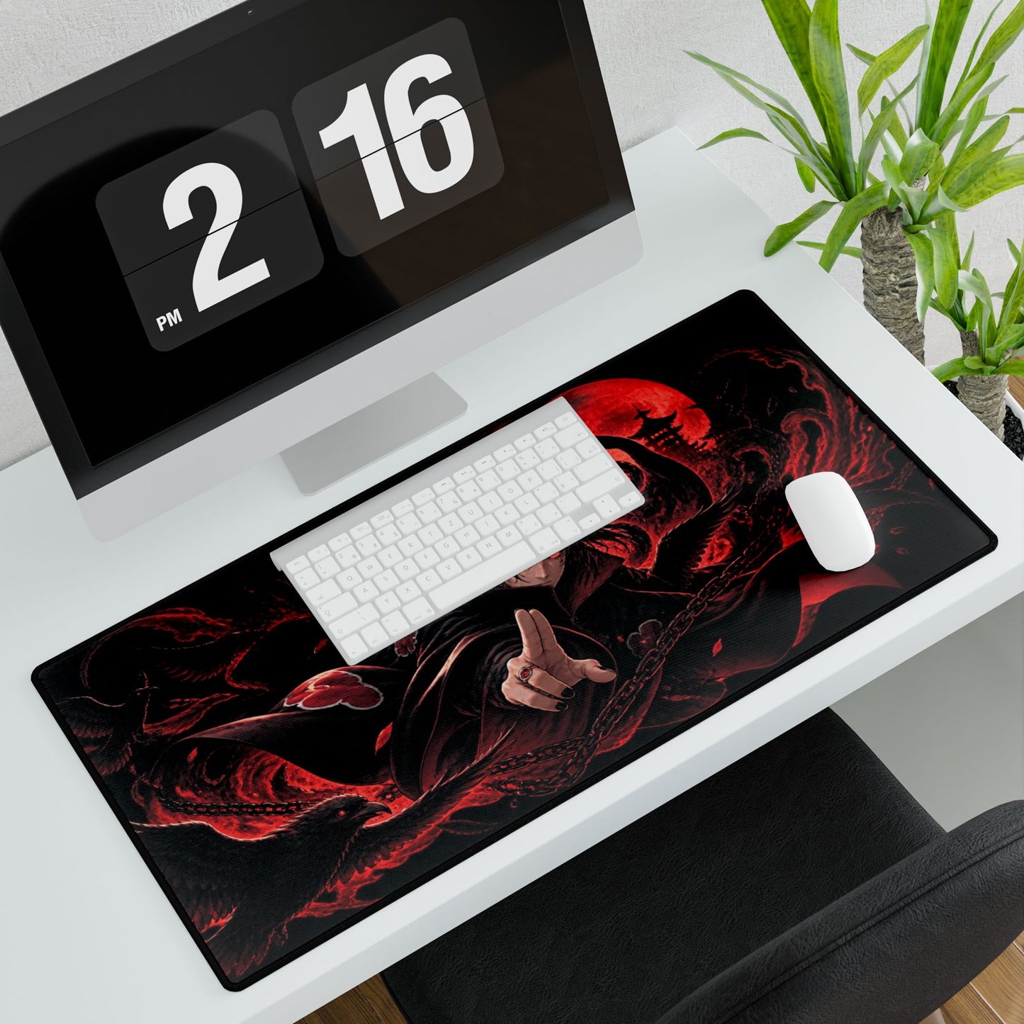 Anime Uchiha Itachi Red Moon Gaming Desk Mat